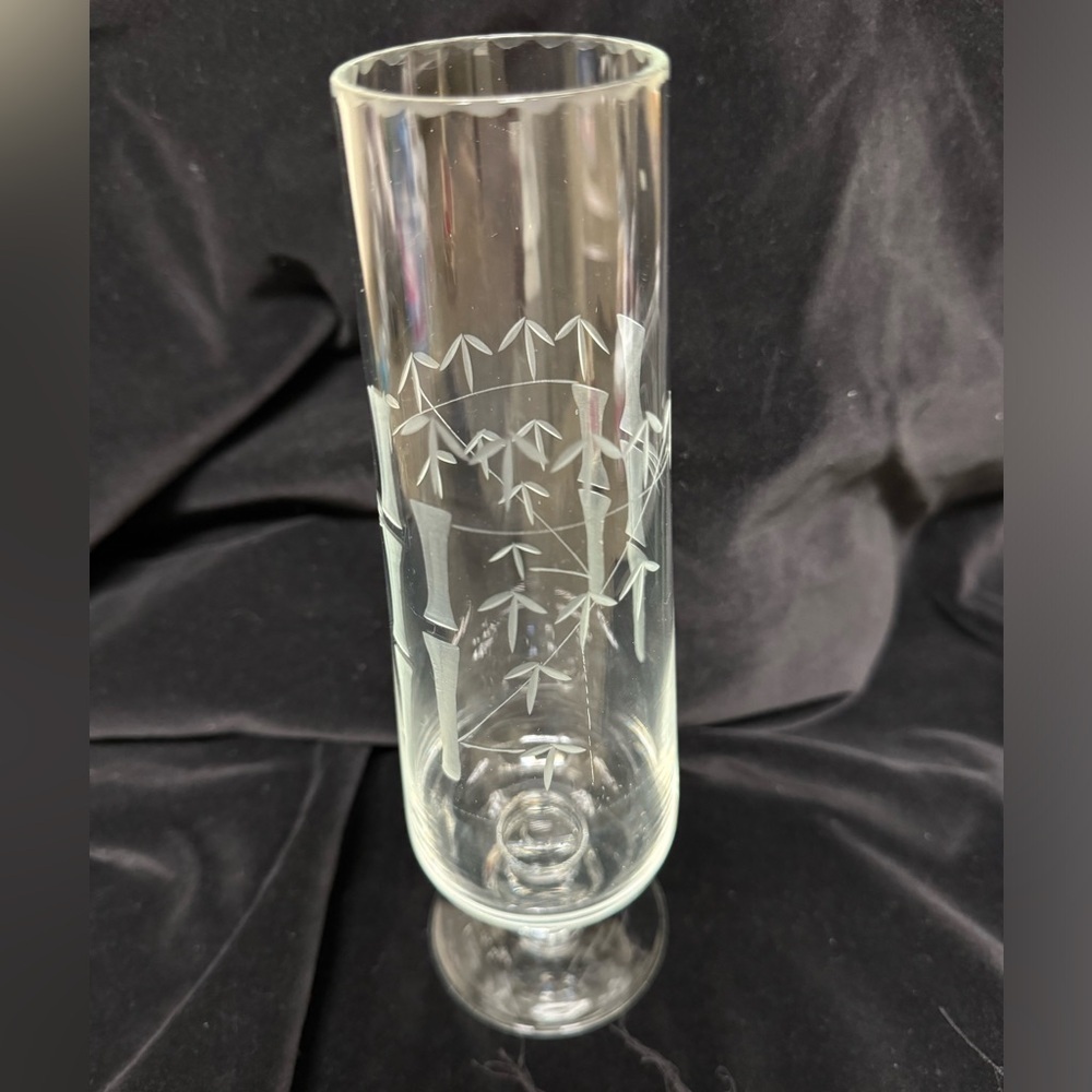 Rare~Vintage 1950’s~Horiguchi~Bamboo Etched~Cristal D'Arques~Champagne Glass~G13 - Picture 2 of 7